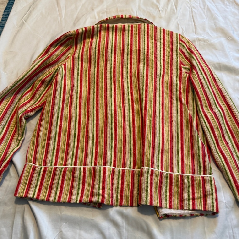 Vintage Striped Jacket Colorful Textured Cotton No Tag - Picture 7 of 8